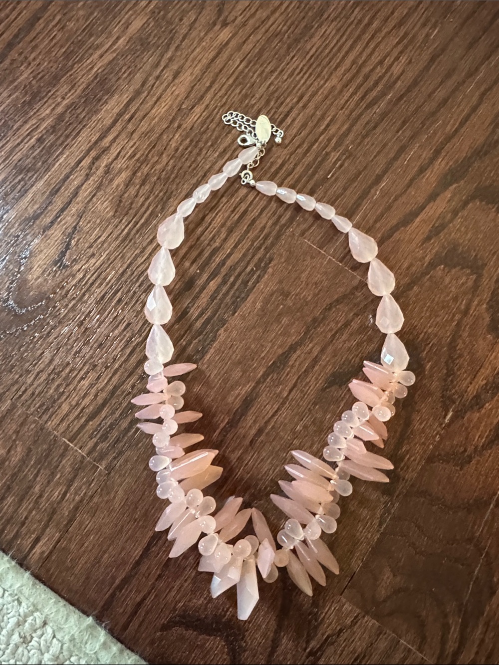 Light Coral Pink Beaded Statement Necklace